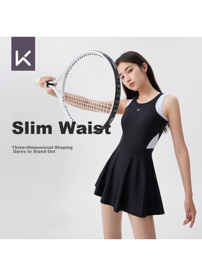 Keep Women's Sleeveless Dress Style Conservative Slimming Covering Meat Hot Spring Swimsuit 665 Black M - Image 1