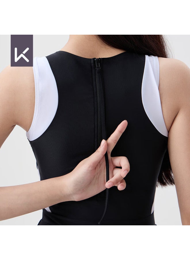 Keep Women's Sleeveless Dress Style Conservative Slimming Covering Meat Hot Spring Swimsuit 665 Black M - Image 5