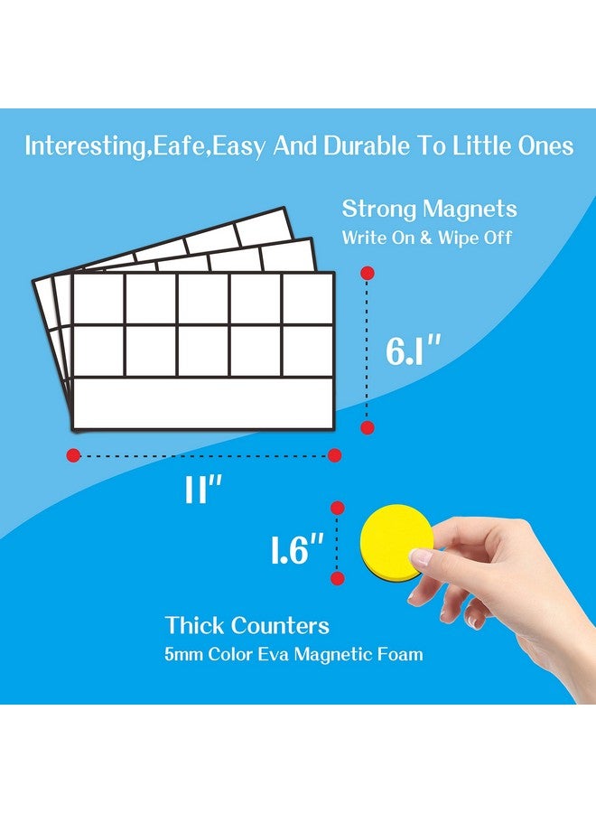 SpriteGru Magnetic Ten-Frame Set,6 Frames(With Blank Writing Space) And 66 Colorful Discs With 2 Markers (Upgraded Version For Fridge & Hand-Held) - Image 3