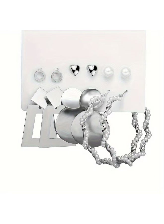 Goolsky 11-Pair Silver Earring Set for Women – Minimalist Stud, Hoop & Dangle Earrings, Elegant Everyday Jewelry Collection - Image 3