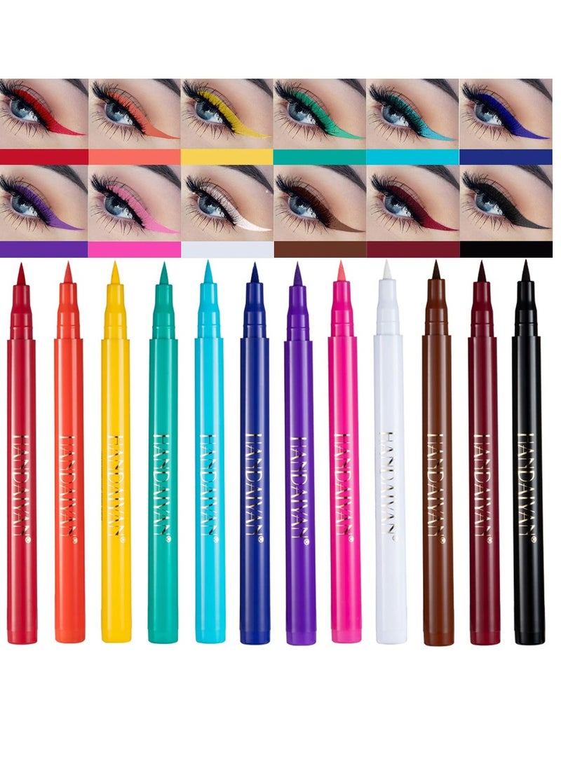 Bestland BestLand 12 Colors Matte Liquid Eyeliner Set Rainbow Colorful Neon Eyeliner Pencil Pigmented Waterproof Smudgeproof Long Lasting Gel Eye Liner Christmas Makeup Gift Kit for Women (Set E)  - Image 1
