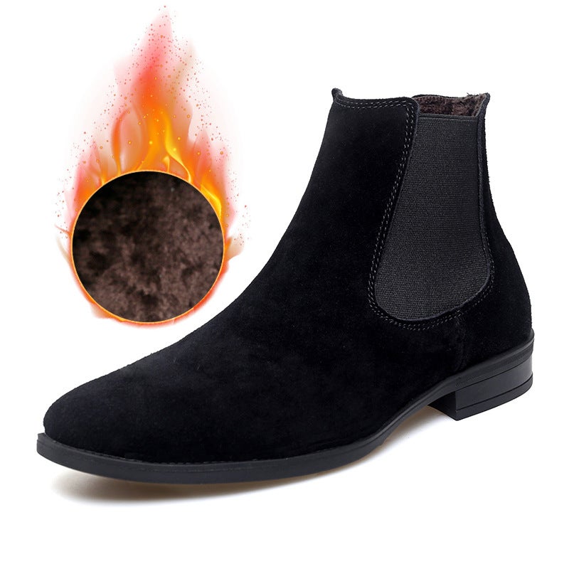 Men'S And Women'S Leather Boots, Pointed-Toe Boots, Large Size Couple'S Chelsea Boots, High-Top Martin Boots, Suede Genuine Leather Men'S Leather Boots - Image 5