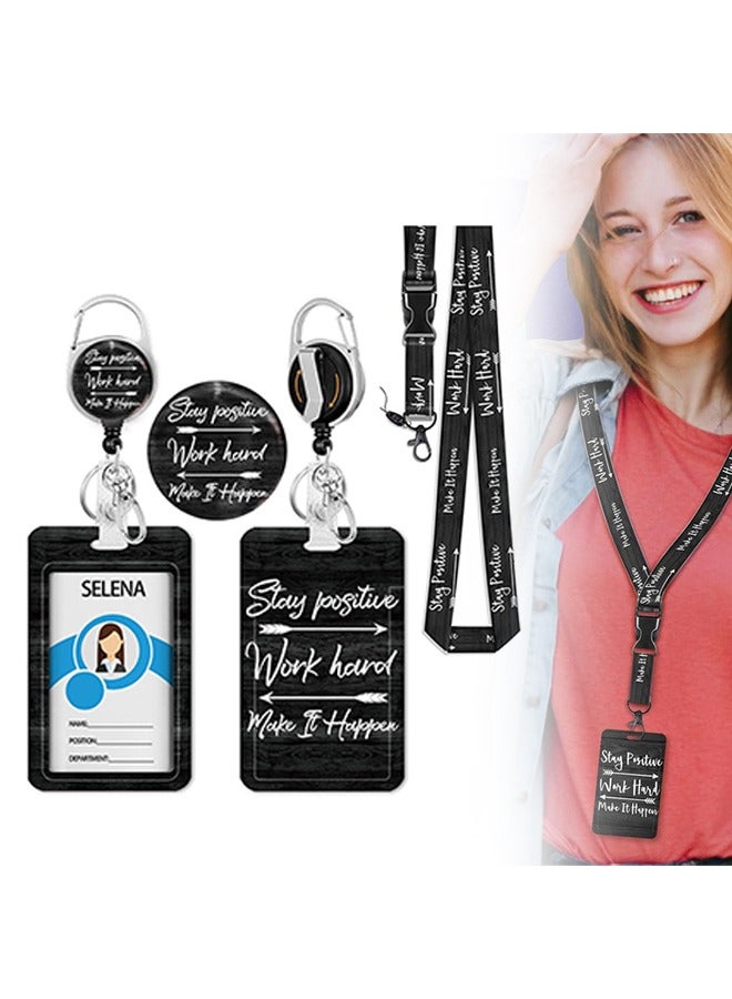 Retractable Badge Holders with Detachable Lanyard, Funny Id Card Holder Keychain Vertical ID Protector Clips, Fashionable Name Tags Clips with Heavy Duty Badge Reel - Image 1