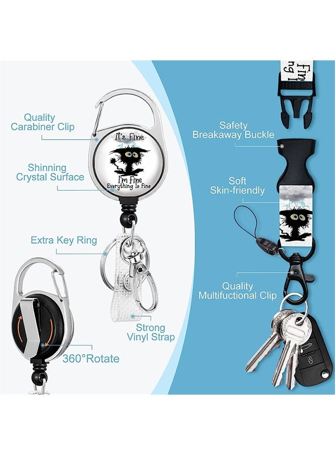 Retractable Badge Holders with Detachable Lanyard, Funny Id Card Holder Keychain Vertical ID Protector Clips, Fashionable Name Tags Clips with Heavy Duty Badge Reel - Image 4