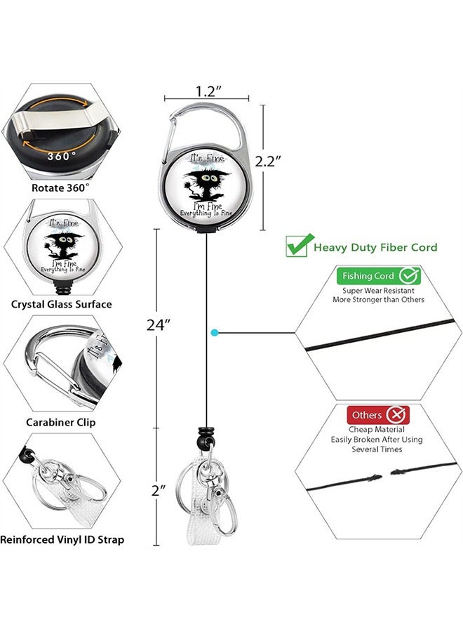 Retractable Badge Holders with Detachable Lanyard, Funny Id Card Holder Keychain Vertical ID Protector Clips, Fashionable Name Tags Clips with Heavy Duty Badge Reel - Image 5