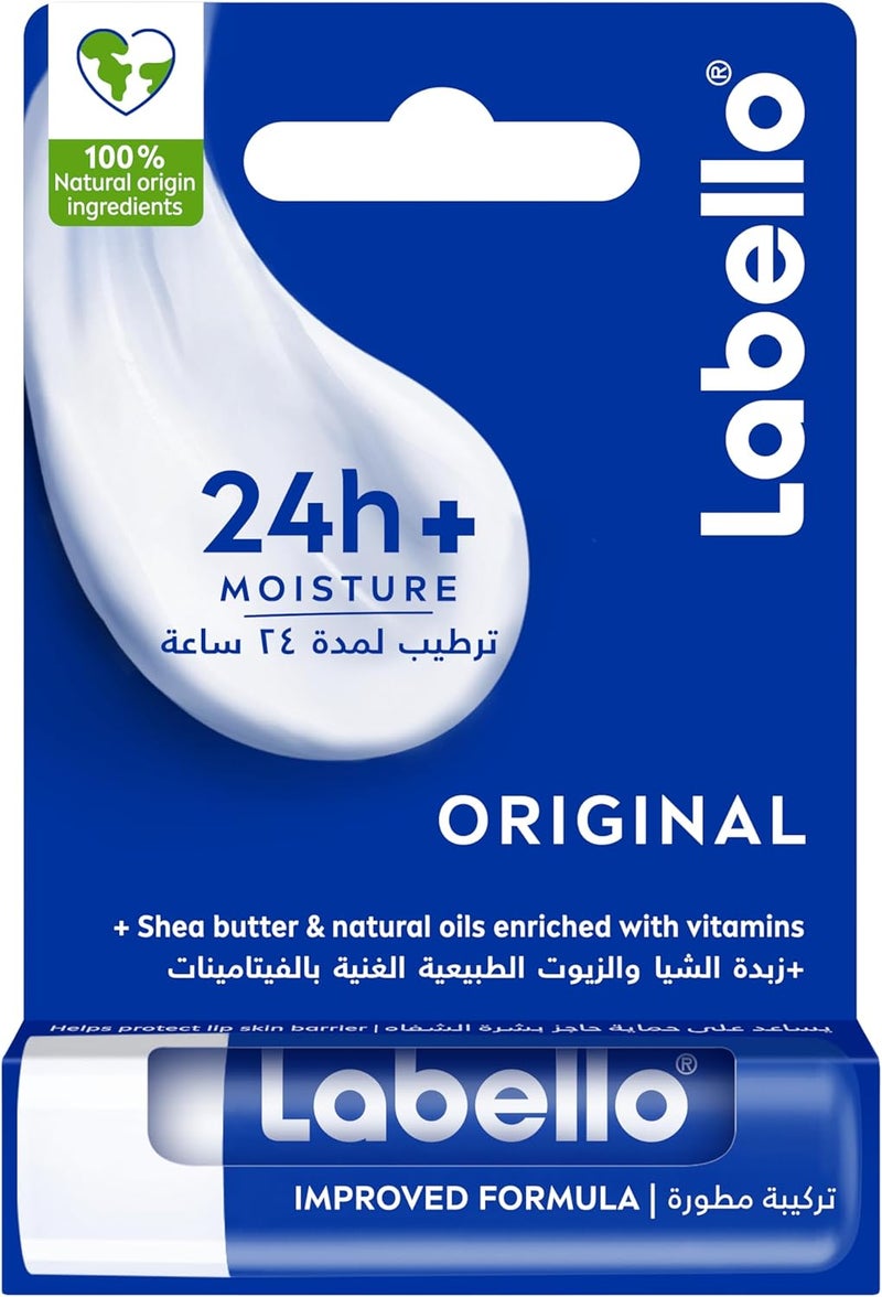 Labello Lip Balm, Moisturising Lip Care, Original with Shea Butter, 4.8g - Image 1