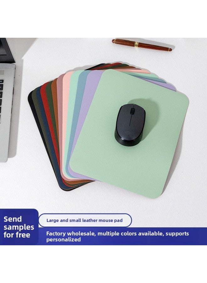 Simple Leather Mouse Pad Small Size Computer Office Desk Mat Advertising Game Mouse Pad Custom Logo Pattern-Color:21*25cm-Pattern:Lotus Root Purple + Lotus Root Pink - Image 2