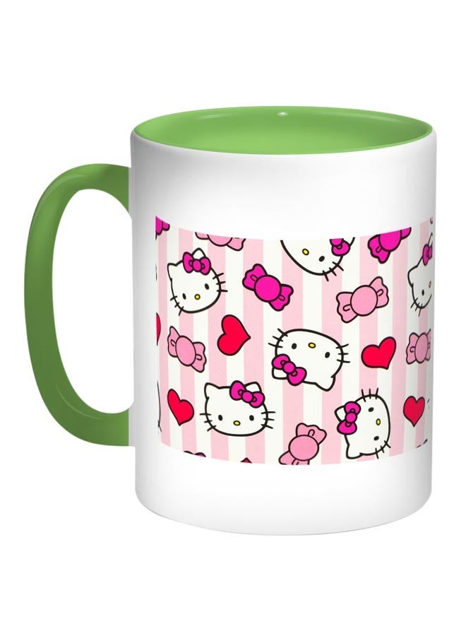 RYN Hello Kitty Printed Coffee Mug White/Green/Pink 11ounce