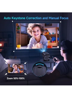 Generic New HY320 Mini Portable Auto Keystone Projector, Native 1080P Smart Projector, FHD 4K Supported, 10000 Lumens, WiFi 6, BT 5.0, 180° Rotation, Built-in Android 11.0, Built-in Speaker, Outdoor & Home Theater Video Projector, 390 ANSI, Compatible with TV Stick/HDMI/USB/PS5/PS4/iOS - Black  - Image 4