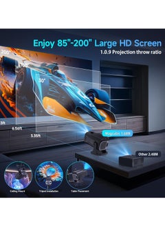 Generic New HY320 Mini Portable Auto Keystone Projector, Native 1080P Smart Projector, FHD 4K Supported, 10000 Lumens, WiFi 6, BT 5.0, 180° Rotation, Built-in Android 11.0, Built-in Speaker, Outdoor & Home Theater Video Projector, 390 ANSI, Compatible with TV Stick/HDMI/USB/PS5/PS4/iOS - Black  - Image 5