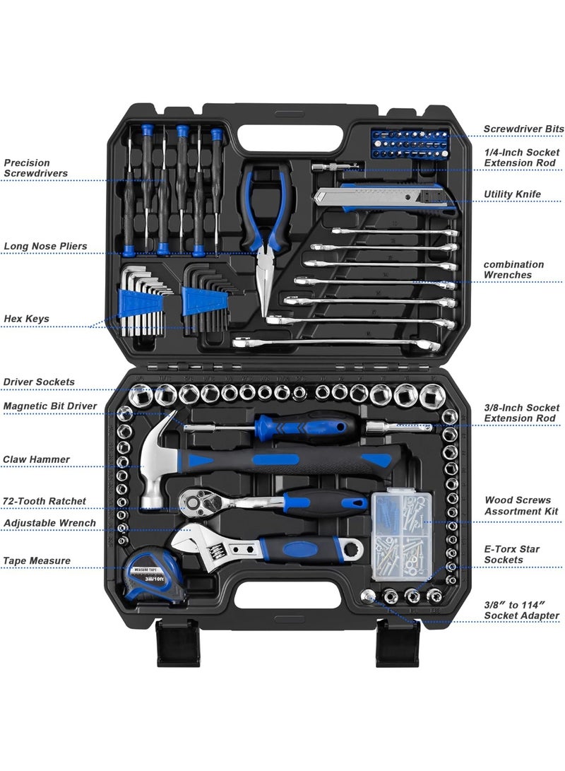 HIGARDIN Professional 200-Piece Hand Tool Set, General Home and Auto Repair Tool Kit with Toolbox Storage Case for Mechanical Repair, DIY, Home Maintenance - Image 2