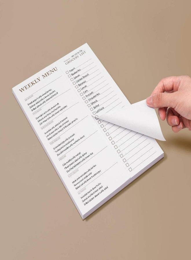 Paperell White Magnetic Meal Planner Notepad & Tear Off Weekly Grocery List for Fridge - Grocery Shopping List Notepad - Dinner List for Refrigerator - White and Gold Metalic Planner with 52 Sheets - 7 x 10 Inch - Image 4