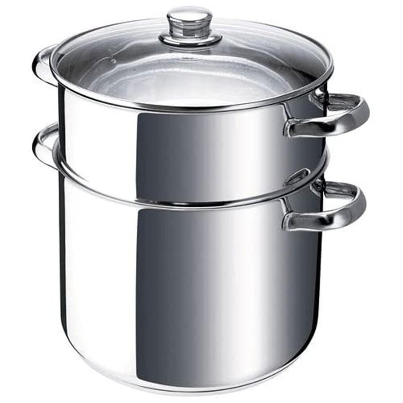 Beka Beka Chambord Stainless Steel Couscous Pasta Cooker with Glass Lid28cm Diamater 15 L Silver