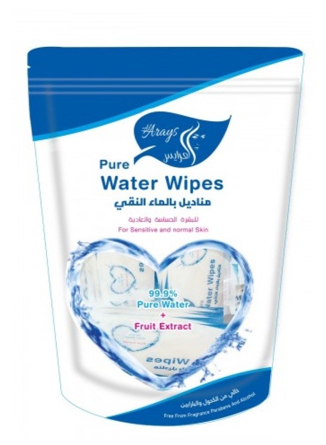 Pure Water Wipes for Sensitive and Normal Skin 20 Wipes