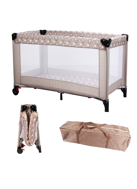 Baby Travel Crib Playpen - Foldable Bassinet with Toys Organizer Storage Bag, Carrying Travel Bag Mosquito Net