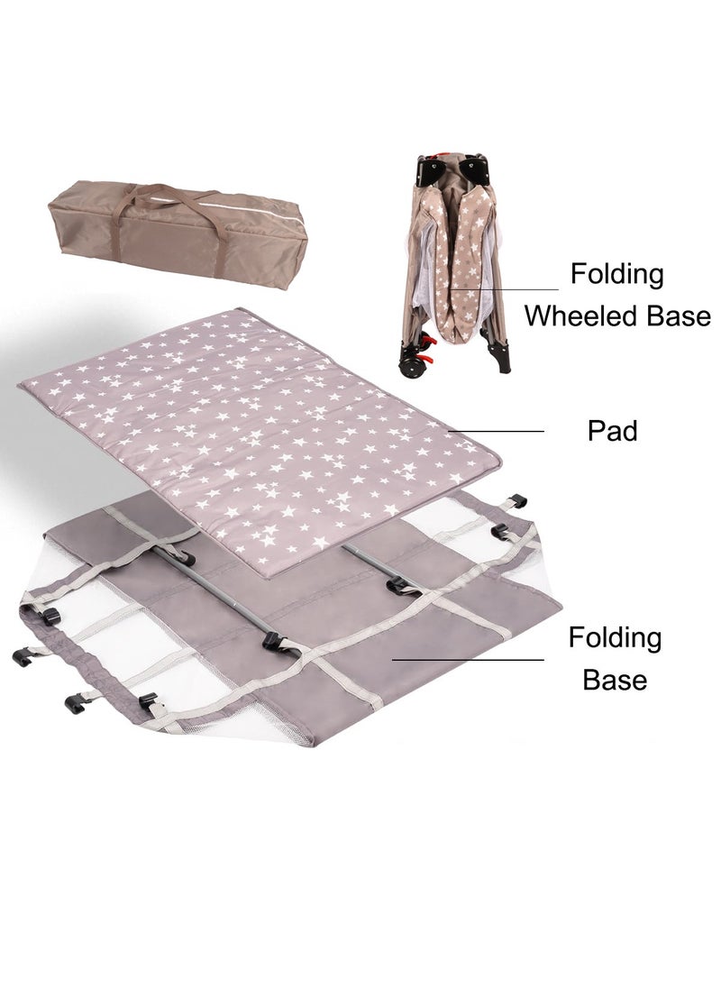 Baby Travel Crib Playpen - Foldable Bassinet with Toys Organizer Storage Bag, Carrying Travel Bag Mosquito Net