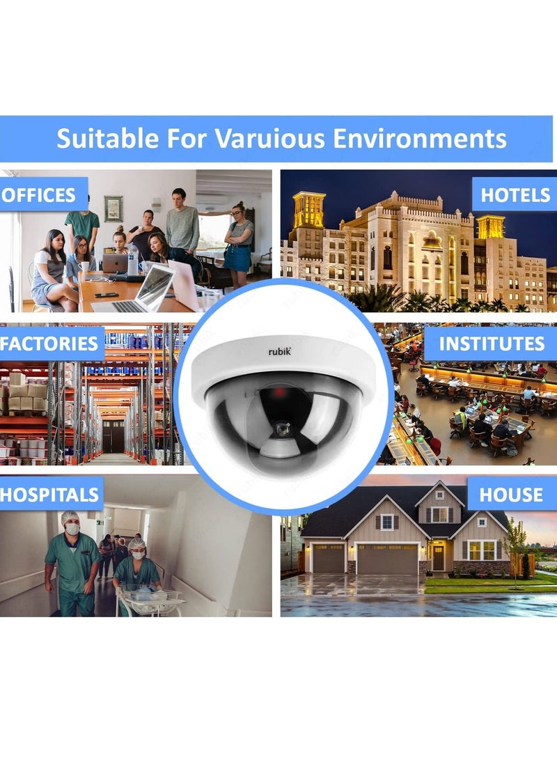 Rubik Dummy CCTV Dome Camera with Red LED Light, Fake Surveillance Simulation Camera Security Indoor Dome Camera with LED Light (White)  - Image 3
