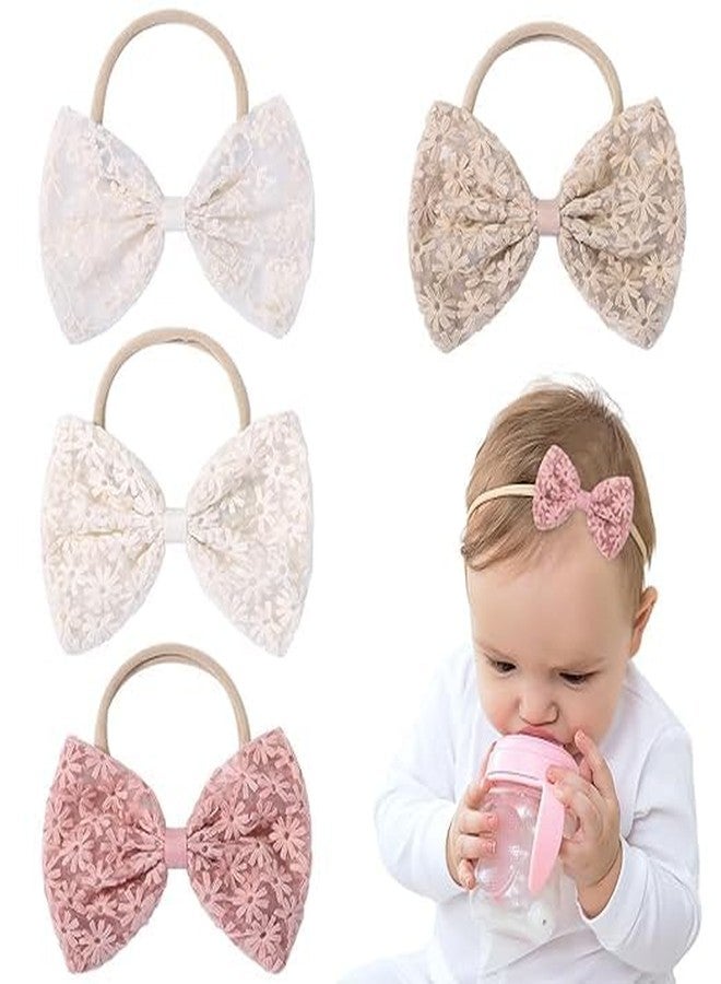 SMART VILLA TRADERS Baby Girl Headbands, Nylon Flower Hair Bands, Assorted Colours (2_Multi Bow, Bow Rubber) - Image 1