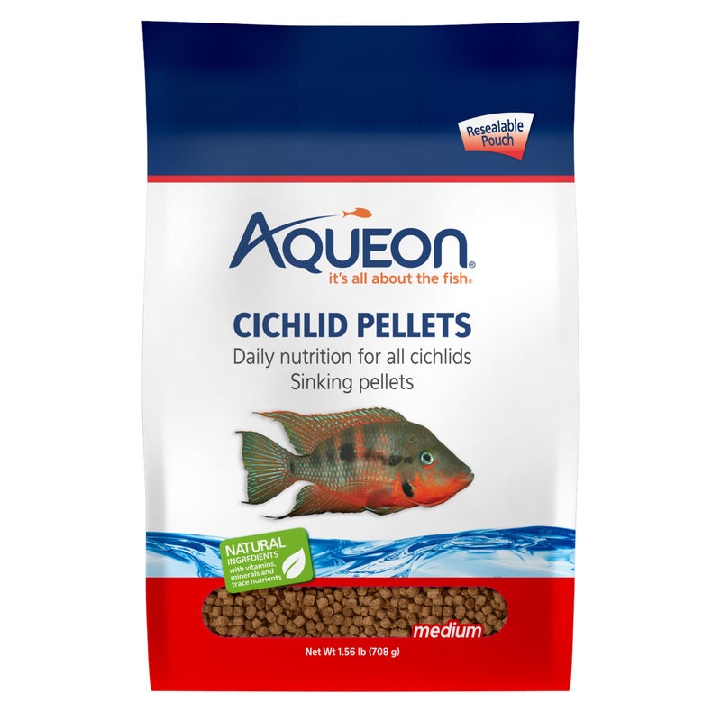 Aqueon Cichlid Slow Sinking Fish Food Pellets, Medium Size, 25 Ounce - Image 1