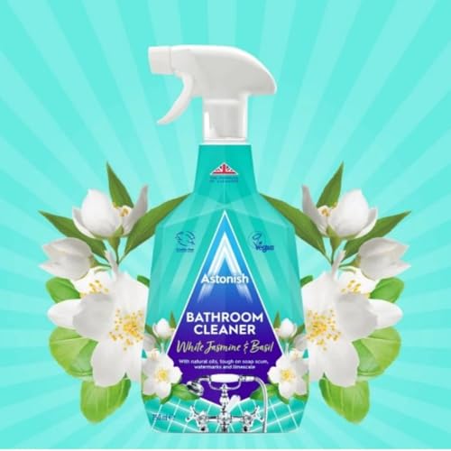 Astonish Streak Free Foaming Bathroom Cleaner Spray Bottle - Deep Cleaning White Jasmine & Basil Scented Spray For Soap Scum, Watermarks & Limescale - Cruelty Free Household Cleaning Supplies, 750 ml - Image 2