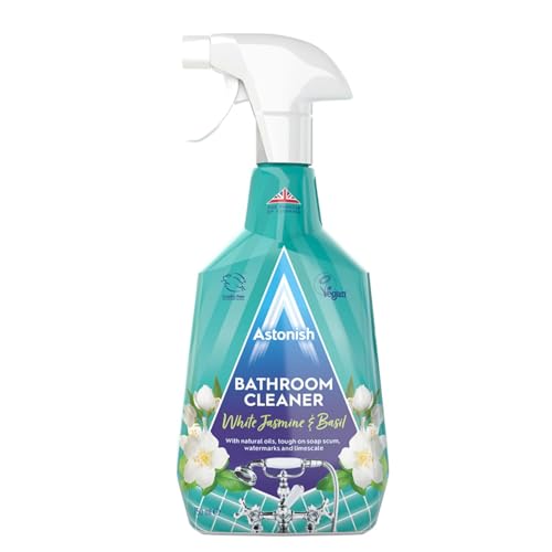 Astonish Streak Free Foaming Bathroom Cleaner Spray Bottle - Deep Cleaning White Jasmine & Basil Scented Spray For Soap Scum, Watermarks & Limescale - Cruelty Free Household Cleaning Supplies, 750 ml - Image 1