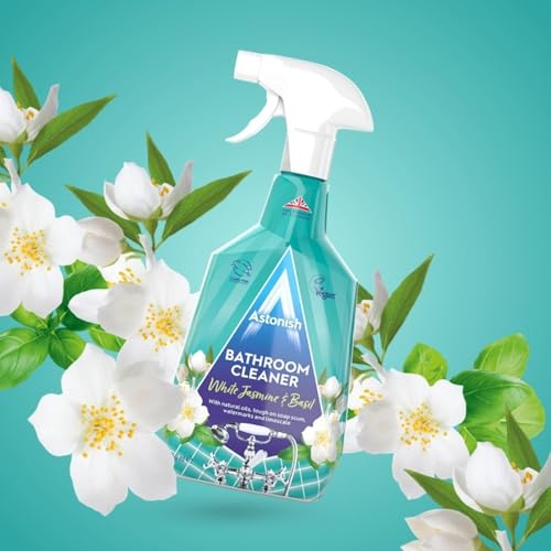 Astonish Streak Free Foaming Bathroom Cleaner Spray Bottle - Deep Cleaning White Jasmine & Basil Scented Spray For Soap Scum, Watermarks & Limescale - Cruelty Free Household Cleaning Supplies, 750 ml - Image 4