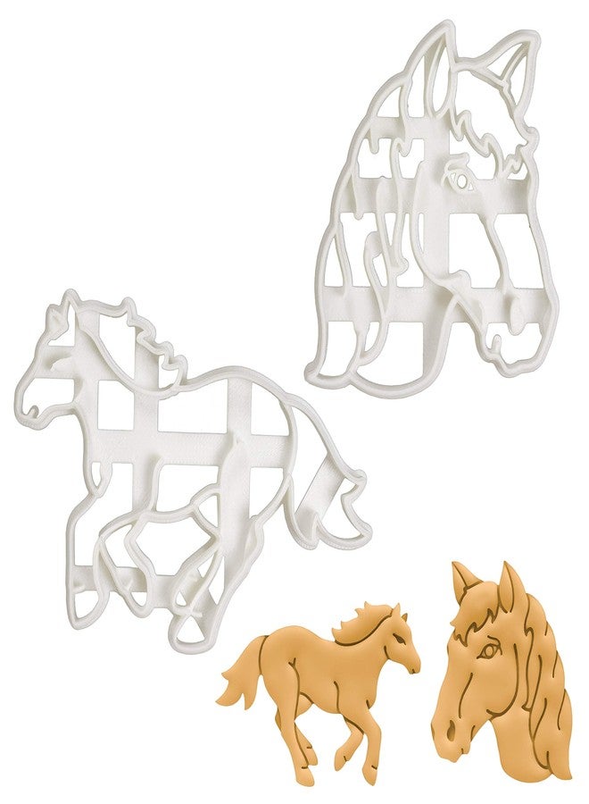 Bakerlogy Set of 2 Horse Cookie Cutters - Horse Head & Running Designs, 2 Pieces - Bakerlogy - Image 1