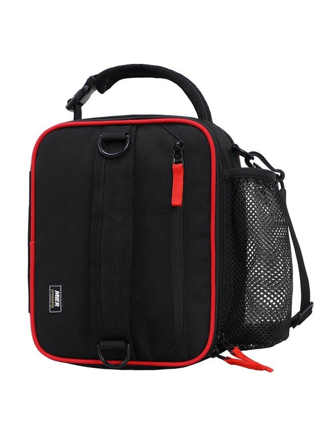 MIER Expandable Lunch Bag Insulated Lunch Box for Men to Work Travel Portable Lunchbox Bags with Shoulder Strap and Water Bottle Holder(Black/Red) - Image 1