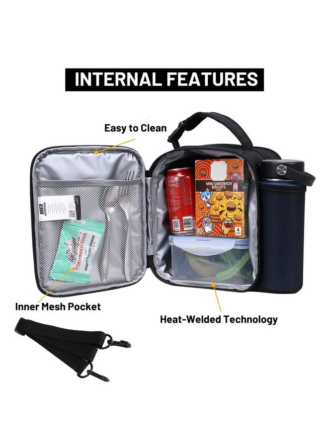 MIER Expandable Lunch Bag Insulated Lunch Box for Men to Work Travel Portable Lunchbox Bags with Shoulder Strap and Water Bottle Holder(Black/Red) - Image 2
