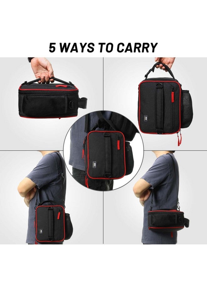 MIER Expandable Lunch Bag Insulated Lunch Box for Men to Work Travel Portable Lunchbox Bags with Shoulder Strap and Water Bottle Holder(Black/Red) - Image 4