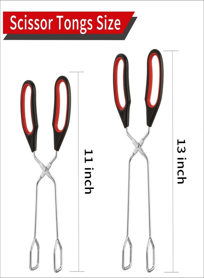 WHTCHSU 2-Pcs Stainless Steel Scissor Tongs, 9.25-Inch and 11-Inch set Kitchen cooking grilling tongs - Image 2