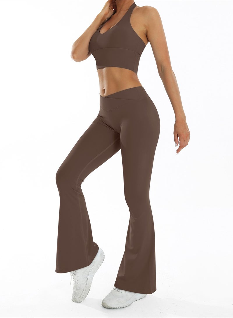 general Women 2PCS Sportswear Gym Workout Clothes Yoga Sets Sport Bra Push Up Flared Leggings Fitness Suits - Image 4