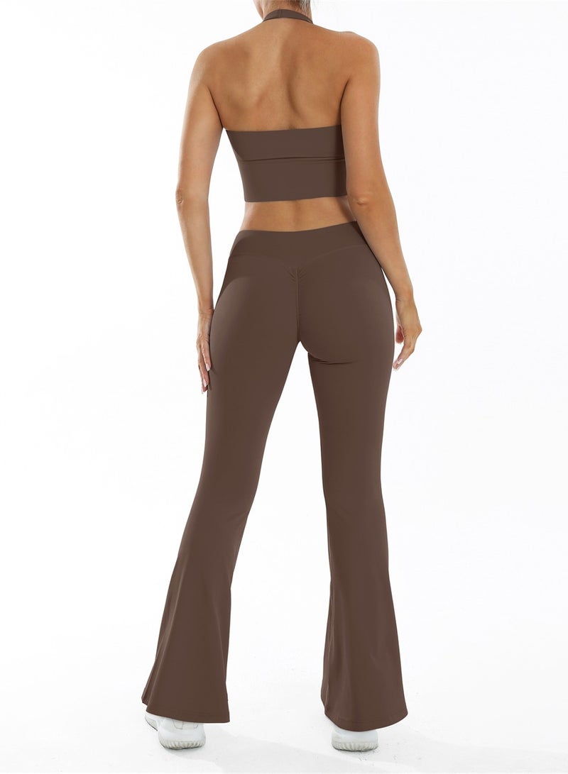 general Women 2PCS Sportswear Gym Workout Clothes Yoga Sets Sport Bra Push Up Flared Leggings Fitness Suits - Image 3