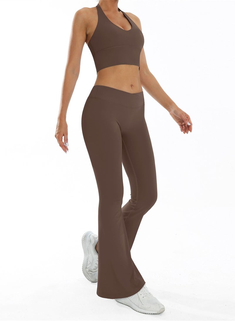 general Women 2PCS Sportswear Gym Workout Clothes Yoga Sets Sport Bra Push Up Flared Leggings Fitness Suits - Image 2