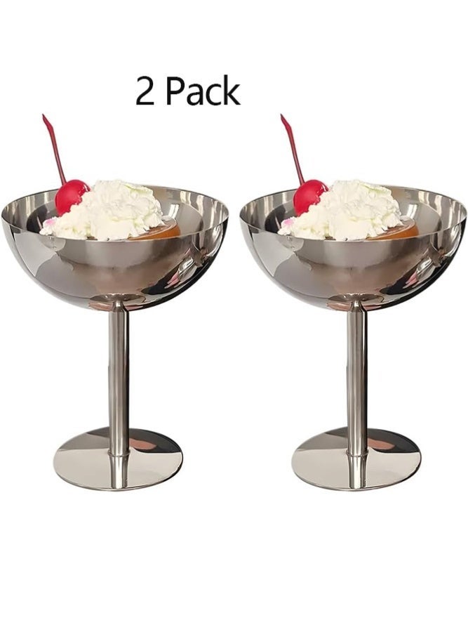 2pcs كأس الحلوى ، وعاء الحلوى ، كأس الحلوى من الفولاذ المقاوم للصدأ ، كأس الآيس كريم ، كأس البودينغ ، وعاء Custard - Image 1