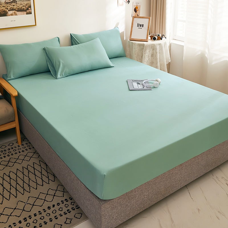 Solid Color Bedspread Elastic Fitted Bed Skirt Set Fruit Green 