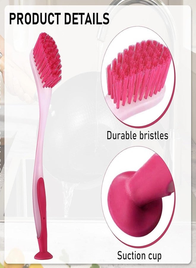 KisSealed Dish Brush with Long Handle,6 Pack Kitchen Scrub Brush with Suction Cup Base,Assorted Color Dishwashing Brush Durable Bristles for Cleaning Dishes,Pots,Pans and Sink - Image 2