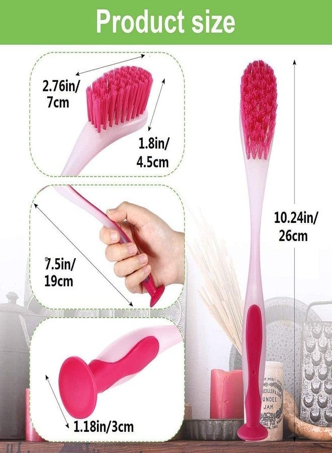 KisSealed Dish Brush with Long Handle,6 Pack Kitchen Scrub Brush with Suction Cup Base,Assorted Color Dishwashing Brush Durable Bristles for Cleaning Dishes,Pots,Pans and Sink - Image 3
