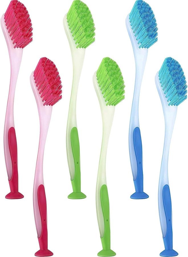 KisSealed Dish Brush with Long Handle,6 Pack Kitchen Scrub Brush with Suction Cup Base,Assorted Color Dishwashing Brush Durable Bristles for Cleaning Dishes,Pots,Pans and Sink - Image 1