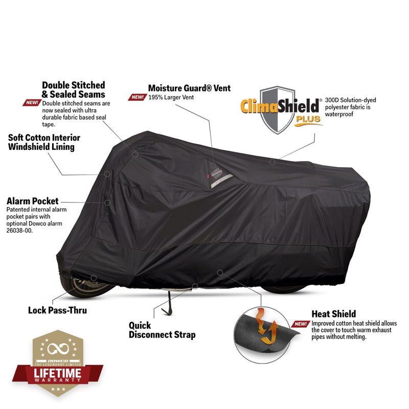 Dowco Guardian 50004-02 WeatherAll Plus Indoor/Outdoor Waterproof Motorcycle Cover: Black, X-Large - Image 2