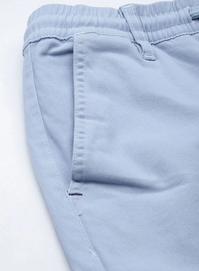 The Indian Garage Co Blue Men Blue Slim Fit Solid Chinos for Men | Best Price UAE