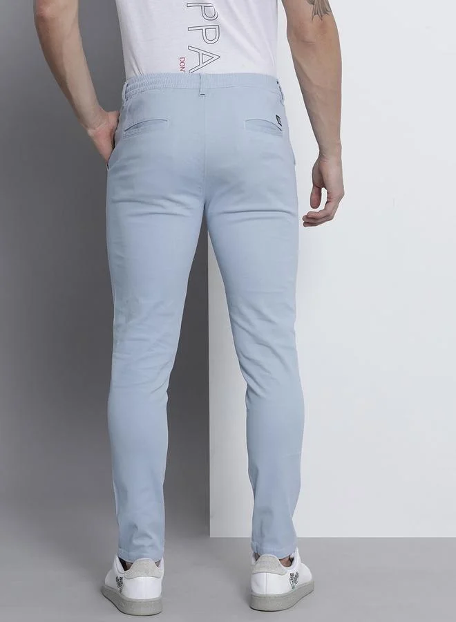 The Indian Garage Co Blue Men Blue Slim Fit Solid Chinos for Men | Best Price UAE