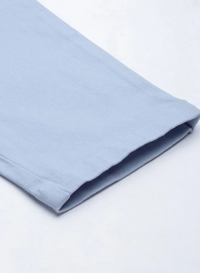 The Indian Garage Co Blue Men Blue Slim Fit Solid Chinos for Men | Best Price UAE