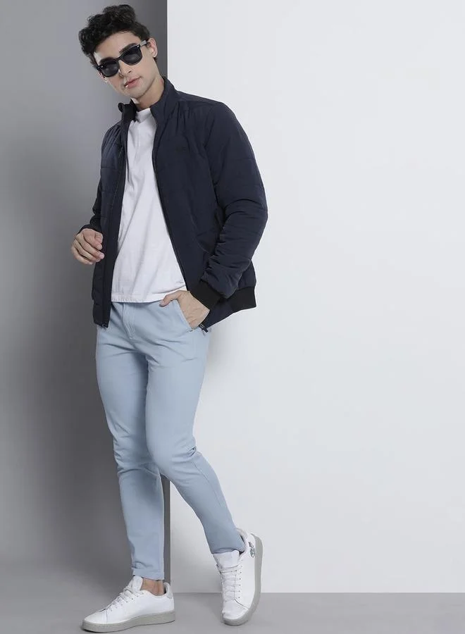 The Indian Garage Co Blue Men Blue Slim Fit Solid Chinos for Men | Best Price UAE