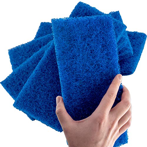 Mop Mob Medium Duty XL Blue Scouring Pad 5 Pack. 10 x 4.5in Large Multipurpose Nylon Scrubbing Sponges. Clean Kitchens, Bathrooms, Counters and Floors to Erase Grime and Make Surfaces Sparkle - Image 1