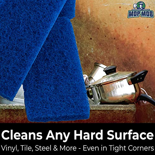 Mop Mob Medium Duty XL Blue Scouring Pad 5 Pack. 10 x 4.5in Large Multipurpose Nylon Scrubbing Sponges. Clean Kitchens, Bathrooms, Counters and Floors to Erase Grime and Make Surfaces Sparkle - Image 4