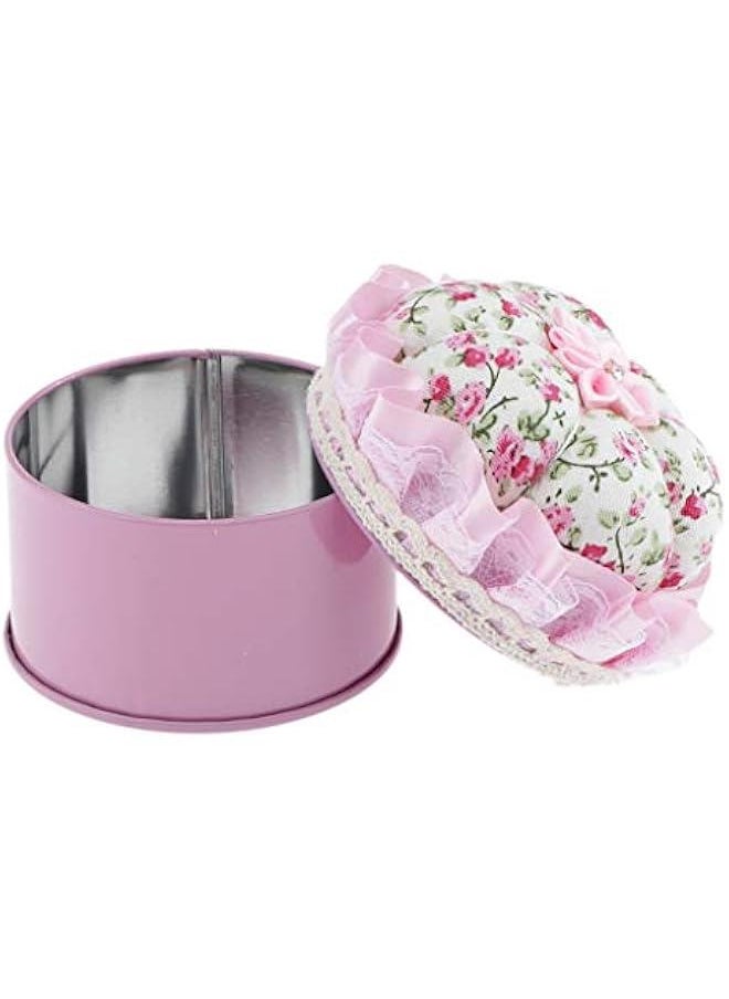 Generic Iron Metal Storage Jar for Quilting Pins with Pin Cushion Lid Sewing, Pink  - Image 1