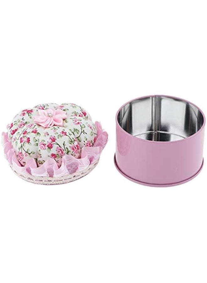 Generic Iron Metal Storage Jar for Quilting Pins with Pin Cushion Lid Sewing, Pink  - Image 2