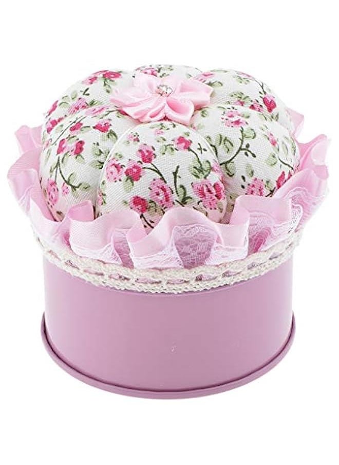 Generic Iron Metal Storage Jar for Quilting Pins with Pin Cushion Lid Sewing, Pink  - Image 3