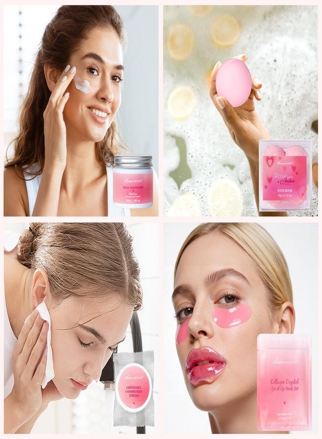 ArioseMonde Mothers Day Birthday Gifts for Women, 21 Pcs Rose Amber Scented Spa Gift Baskets, Self Care Bath & Body Facial Skincare Gift Set, Relaxing Home Spa Kit for Mom Her Friend Sister Wife Girlfriend - Image 5